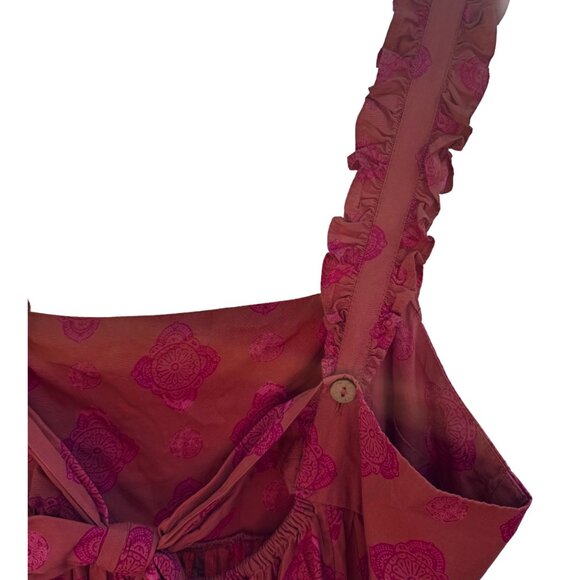 Free People Katya Printed One Piece  - 100% Cotton Wide Leg Jumpsuit - Size M - Picture 6 of 10